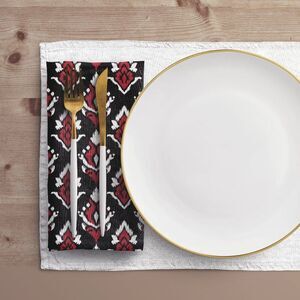 NWT Porter Anna- Red & Black Cotton Napkin 4-set, Ikat